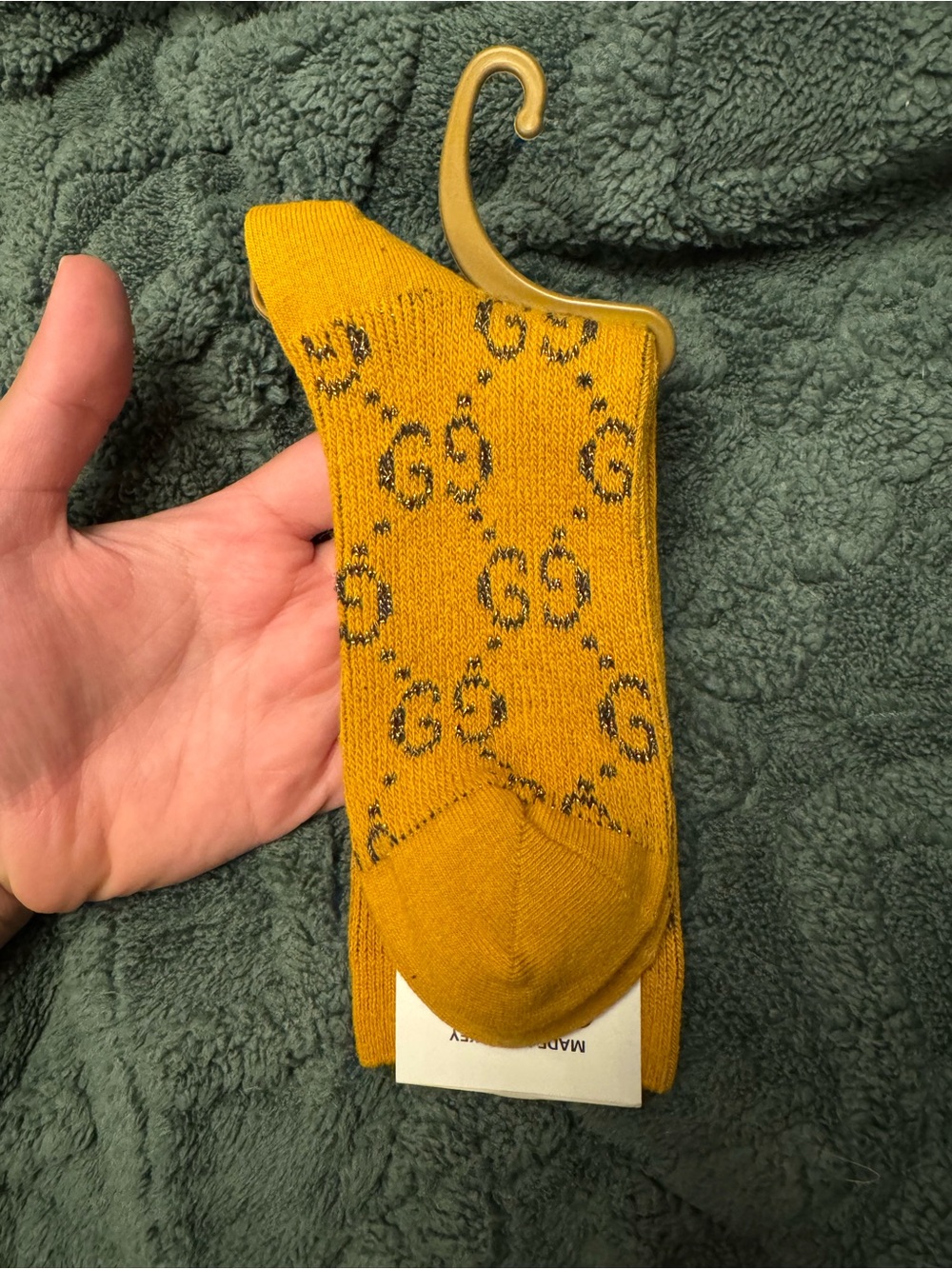 Gucci Mustard Yellow GG Anklet Socks